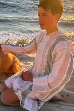 Kids Island Sand Hooded Towelling Robe 7-11Y