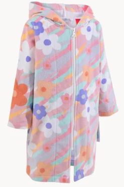 Kids Petal Splash Hooded Towel Robe 5-7Y