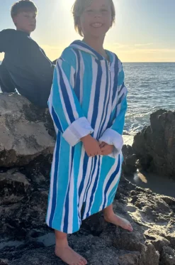 Kids Stripe Hooded Towelling Robe 5-7Y