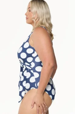 Large Polka Dot Tie Waist One Piece
