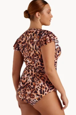 Leopardo Ruffle Sleeve Sunsuit