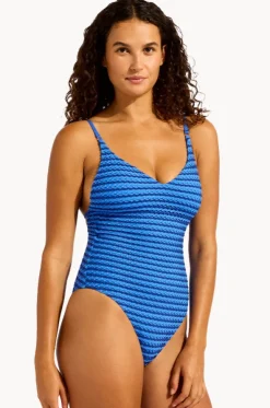 Mesh Effect V Neck One Piece