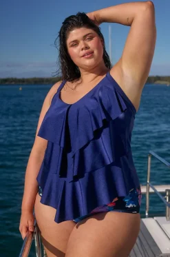 Metallic Tiered Frill Tankini Separate