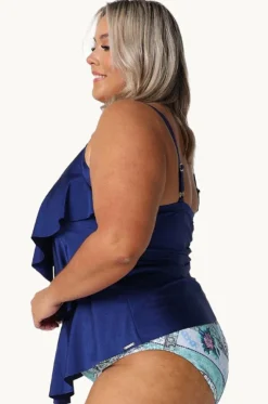 Metallic Tiered Frill Tankini Separate