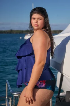 Metallic Tiered Frill Tankini Separate