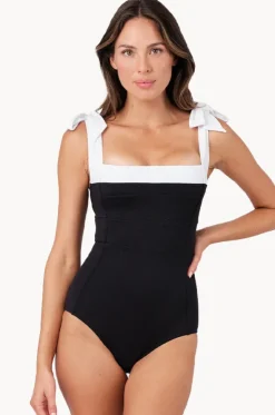 Monochrome Texture Classic Square Neck One Piece