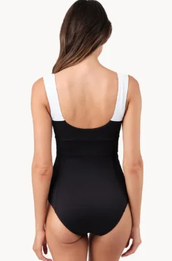 Monochrome Texture Classic Square Neck One Piece