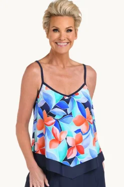 Mosaic Leaves Flutter Tankini Separate