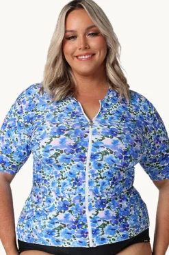 Pansy Short Sleeve Zip Suntop