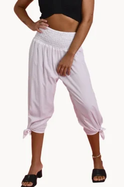 Plain 3/4 Rouched Tie Pants