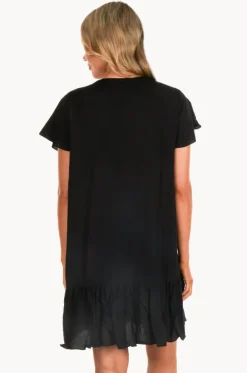 Plain Cap Sleeve Button Dress