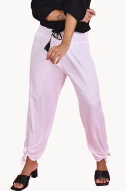 Plain Long Rouched Tie Pants