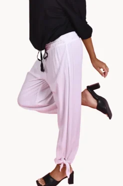 Plain Long Rouched Tie Pants