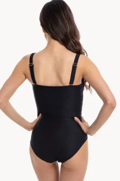 Plain Textured Twist Bandeau One Piece