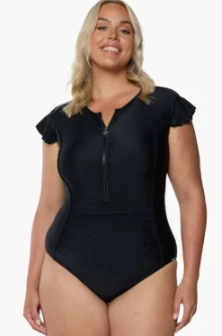 Plain Zip Front One Piece