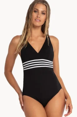 Pool Contrast Tape Cross Strap One Piece