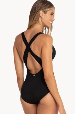 Pool Contrast Tape Cross Strap One Piece