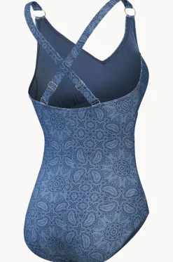 Printed Shaping V Neck One Piece