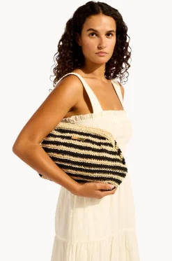 Raffia Stripe Pouch Bag