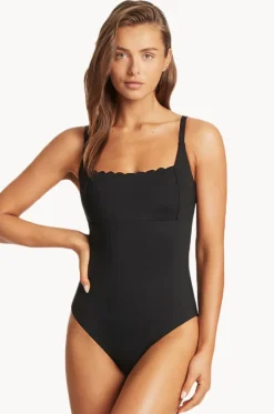 Scalloped Square Neck Bralette One Piece