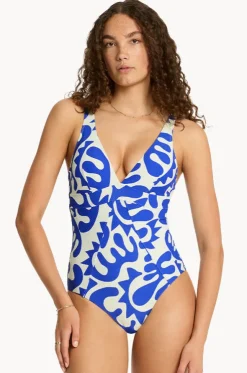 Seascape Scoop Back Panel Line One Piece
