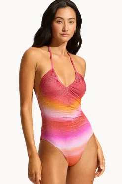 Spectrum Drawstring V Neck One Piece