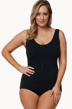 Still Black DD/E Zip Front One Piece