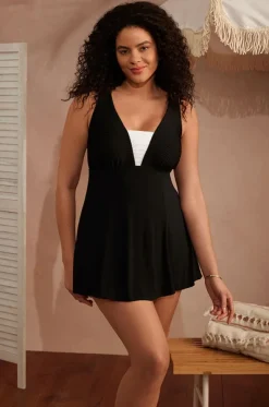 Texture Luxe Plunge Swim Dress