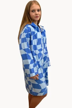 Tidal Checker Hooded Towelling Robe M/L
