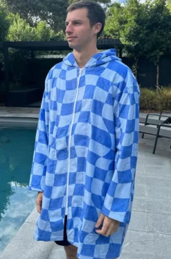 Tidal Checker Hooded Towelling Robe L/XL