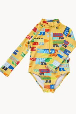 Toddler Girls Chomp Chomp Long Sleeve Sunsuit