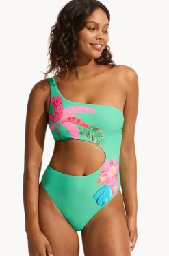 Tropica One Shoulder Cut Out One Piece