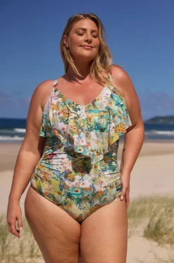 Tropicana Frill V Neck One Piece