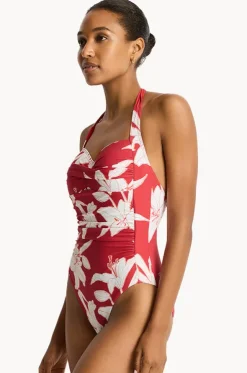 Veridian Twist Front Halter One Piece