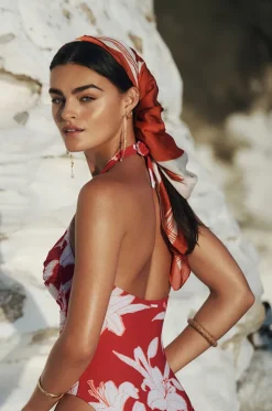 Veridian Twist Front Halter One Piece