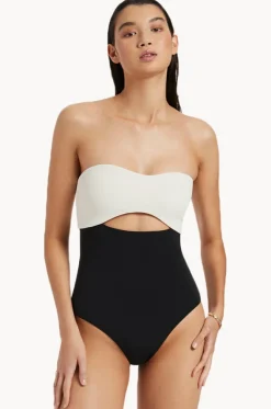 Versa Rib Cut Out Bandeau One Piece