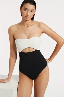 Versa Rib Cut Out Bandeau One Piece