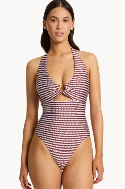 Zarla Geo Tie Halter One Piece