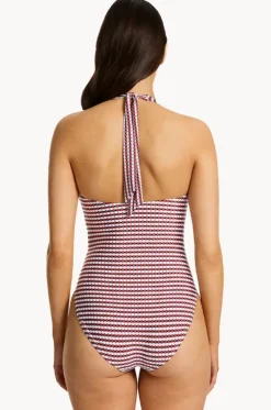 Zarla Geo Tie Halter One Piece